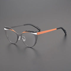 Mairia Titanium Cat Eye Glasses Frame Cat Eye Frames Southood Grey Orange 