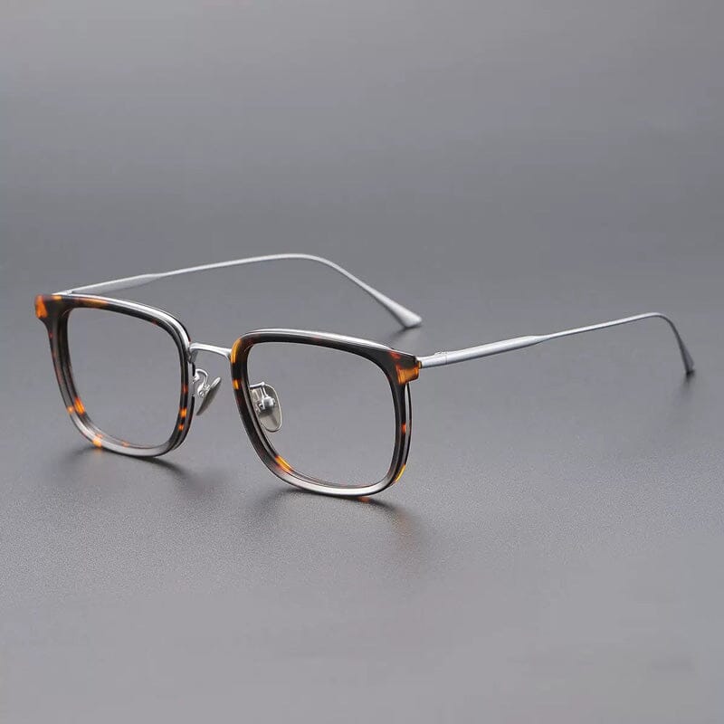 Major Retro Titanium Glasses Frame Rectangle Frames Southood Silver Leopard 