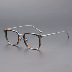 Major Retro Titanium Glasses Frame Rectangle Frames Southood Silver Leopard 