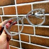 Mamie Vintage Rhinestone Eyewear Cat Eye Frames Mon 1811White 