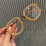 Mamie Vintage Rhinestone Eyewear Cat Eye Frames Mon 1812 Orange 
