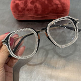 Mamie Vintage Rhinestone Eyewear Cat Eye Frames Mon 1812Black-White 