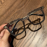 Mamie Vintage Rhinestone Eyewear Cat Eye Frames Mon 1830gun black 