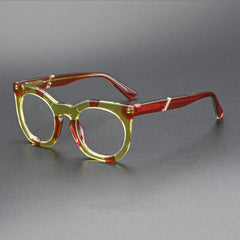 Mantle Vintage Acetate Glasses Frame Oval Frames Southood Clear Yellow Red 