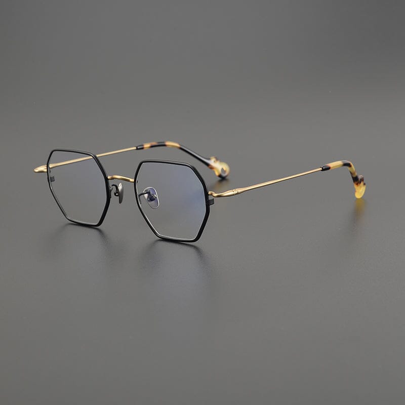 Manzo Vintage Geometric Glasses Frame Geometric Frames Southood Black Gold 