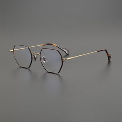 Manzo Vintage Geometric Glasses Frame Geometric Frames Southood Coffee Gold 