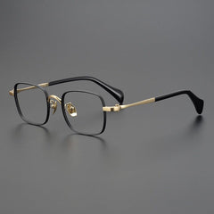 Mariam Vintage Titanium Eyeglasses Frame Rectangle Frames Southood Black Gold 