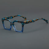 Marlow Retro Thick Acetate Glasses Frame Round Frames Southood Blue Leopard 