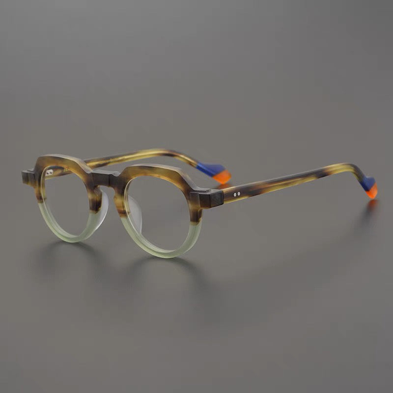 Mateo Round Retro Acetate Glasses Frames Round Frames Southood Matte leopard green 