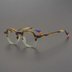 Mateo Round Retro Acetate Glasses Frames Round Frames Southood Matte leopard green 