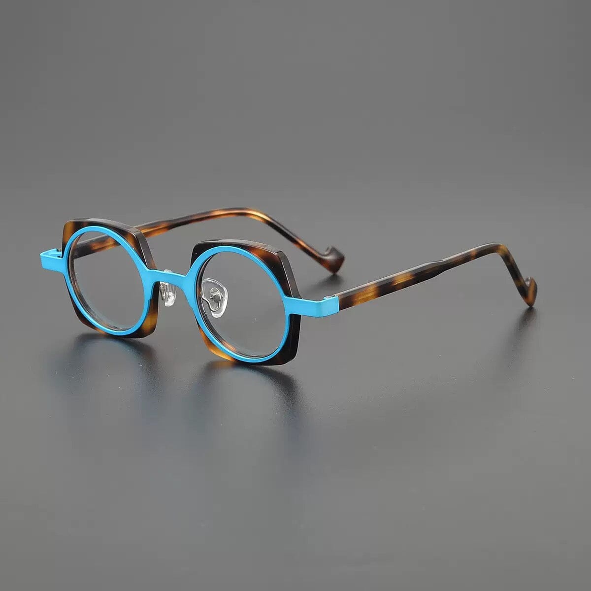 Matteo Designer Acetate Glasses Frame Round Frames Southood Leopard Blue 