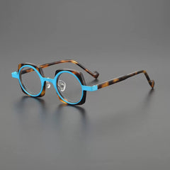 Matteo Designer Acetate Glasses Frame Round Frames Southood Leopard Blue 