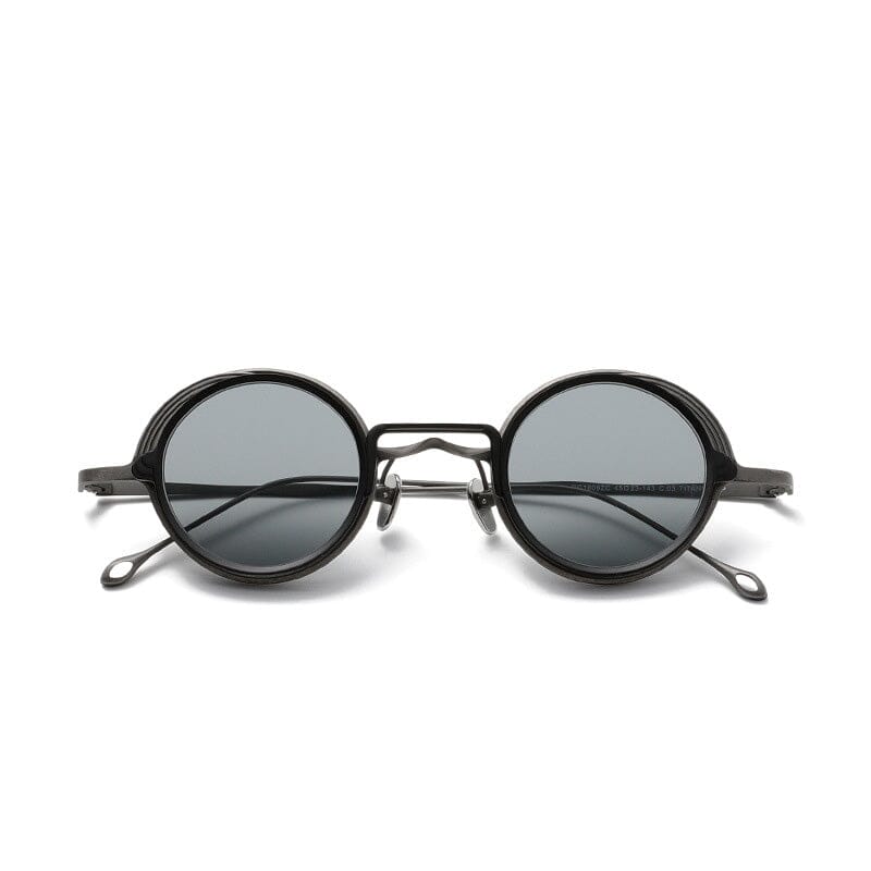 MB Round Titanium Glasses Frame With Magnetic Sunglasses Clips Round Frames Southood Light Gun 