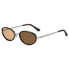 Mbappe Oval Retro Alloy Sunglasses Sunglasses Southood Light Gold(Gradient Light Tea To Dark Tea) 