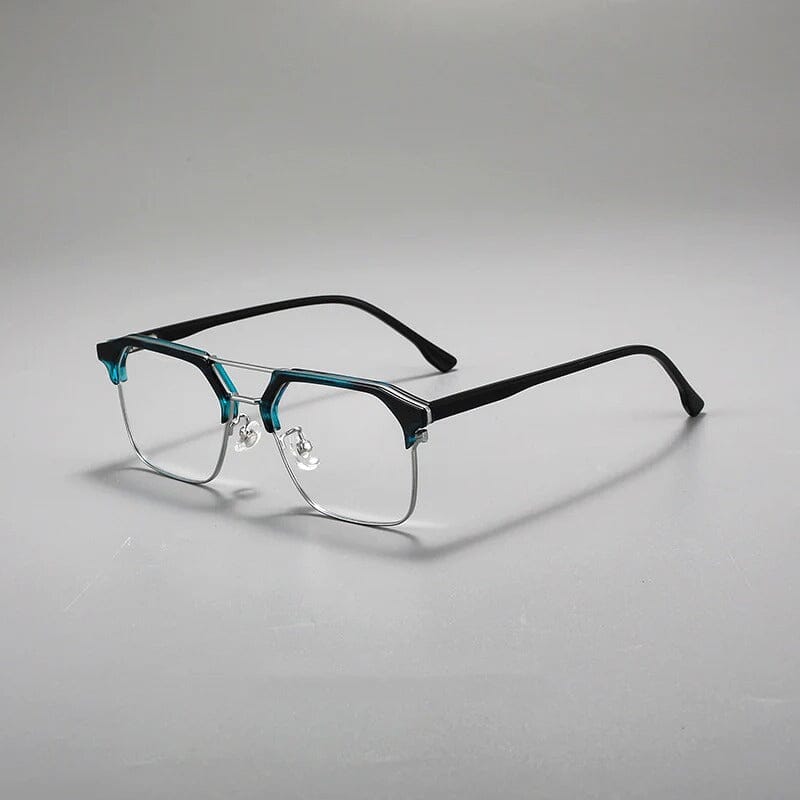 Mehta Vintage TR90 Eyeglasses Frame Geometric Frames Southood Blue Silver 