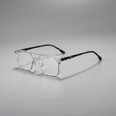 Mehta Vintage TR90 Eyeglasses Frame Geometric Frames Southood Clear Silver 