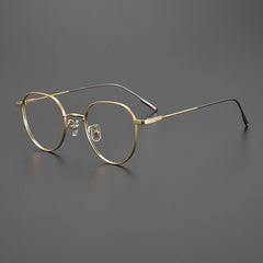 Meldon Vintage Titanium Eyeglasses Frame Geometric Frames Southood Gold Coffe 