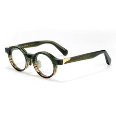 Miles Retro Acetate Glasses Frame Round Frames Southood Green Brown 