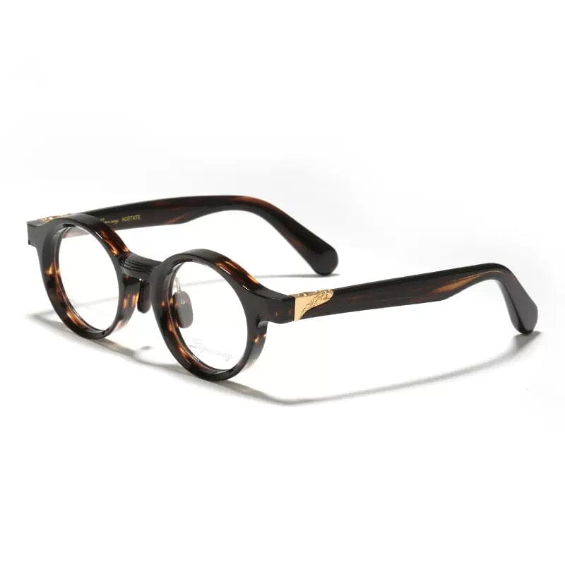 Miles Retro Acetate Glasses Frame Round Frames Southood Leopard 