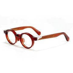 Miles Retro Acetate Glasses Frame Round Frames Southood Red Brown 