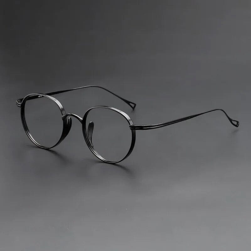Monroe Titanium Round Glasses Frame Round Frames Southood Black-oval 