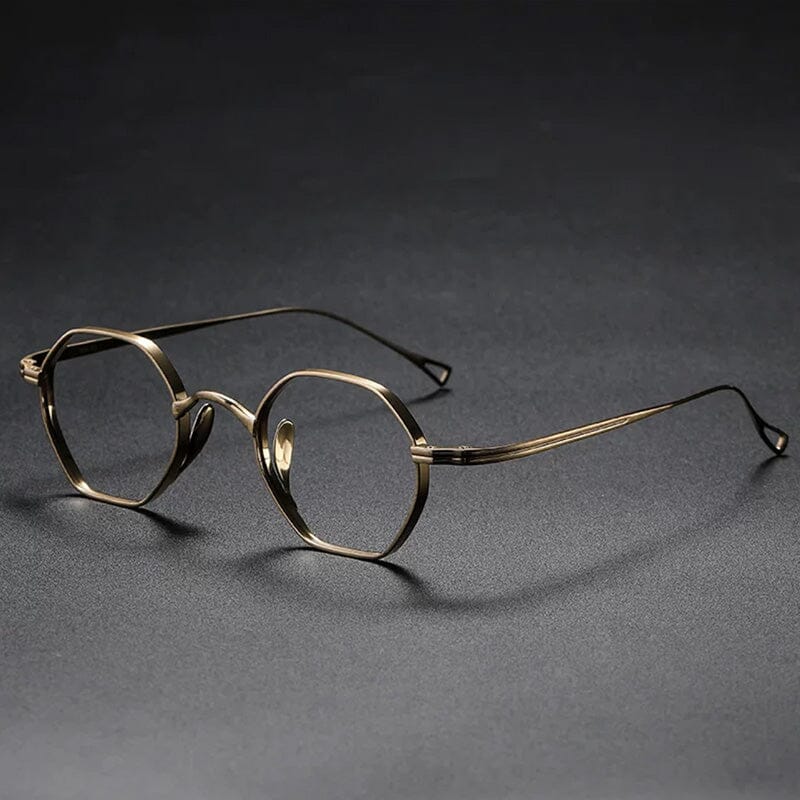 Monroe Titanium Round Glasses Frame Round Frames Southood Gold-polygon 