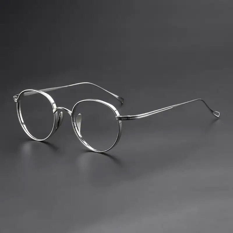 Monroe Titanium Round Glasses Frame Round Frames Southood Silver-oval 