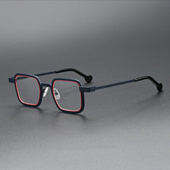 Montes Vintage Alloy Eyeglasses Frame Rectangle Frames Southood Dark Blue Red 