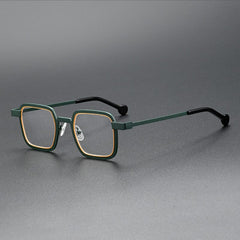 Montes Vintage Alloy Eyeglasses Frame Rectangle Frames Southood Olive Green Yellow 