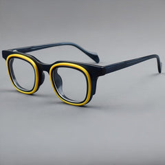 Moor Personalized Designer Acetate Eyeglasses Frame Rectangle Frames Southood Black Yellow 