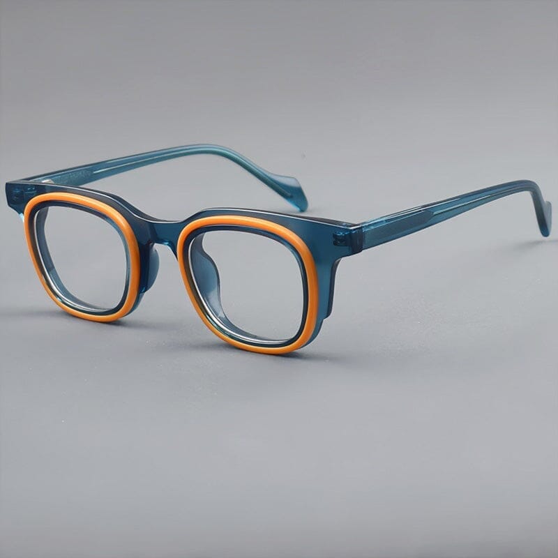 Moor Personalized Designer Acetate Eyeglasses Frame Rectangle Frames Southood Blue Orange 