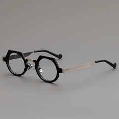Mor Retro Acetate Glasses Frame Round Frames Southood Black Gun 