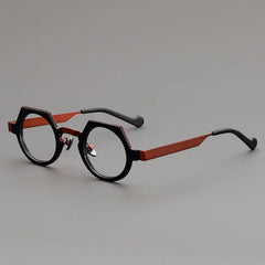 Mor Retro Acetate Glasses Frame Round Frames Southood Black Red 