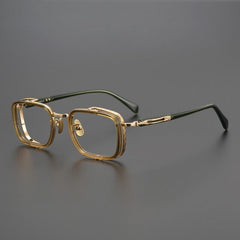 Mordred Sqaure Titanium Glasses Frame Rectangle Frames Southood Olive Green Gold 