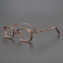 Mordred Sqaure Titanium Glasses Frame Rectangle Frames Southood Pink Brown 