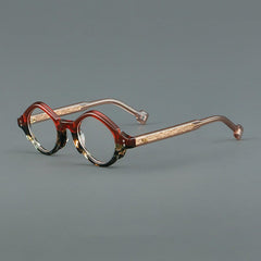 Munar Vintage Acetate Glasses Frame Geometric Frames Southood Dark Red 