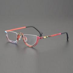 Musetti Retro Semi Titanium Glasses Frame Rectangle Frames Southood Red 