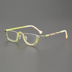 Musetti Retro Semi Titanium Glasses Frame Rectangle Frames Southood Yellow 
