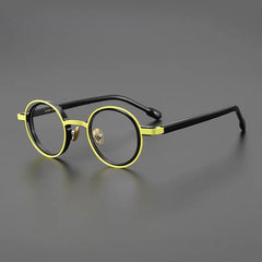 Myles Titanium Acetate Round Glasses Frame Round Frames Southood Yellow Black 