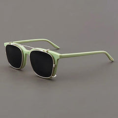 Myrna Acetate Glasses Frame With Polarized Sunglasses Clips Sunglasses Southood Green Silver (Gray Lens） 
