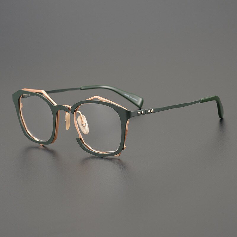 Nassir Personality Irregular Titanium Glasses Frame Geometric Frames Southood Green 