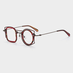 Nico Colorful Titanium Glasses Frame Geometric Frames Southood Red Leopard 