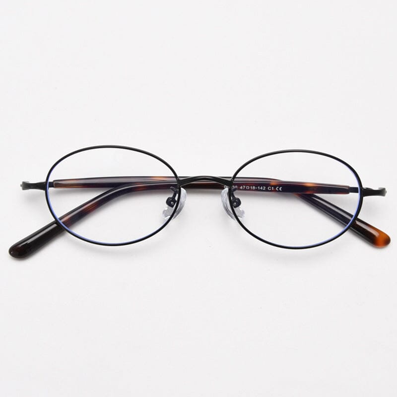 Nikki Vintage Oval Eyeglasses Frame Browline Frames Southood Black 