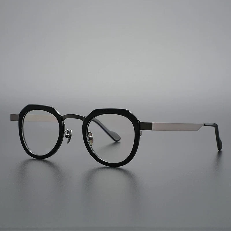 Noel Round Unisex Ultra-Light Titanium Glasses Frame Round Frames Southood Black 