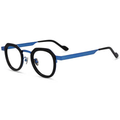 Noel Round Unisex Ultra-Light Titanium Glasses Frame Round Frames Southood Black-blue 