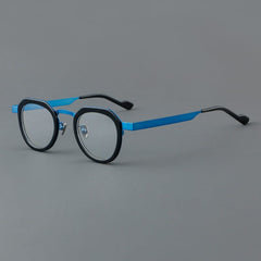 Noel Round Unisex Ultra-Light Titanium Glasses Frame Round Frames Southood Black-blue 