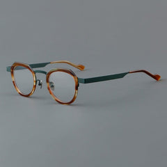 Noel Round Unisex Ultra-Light Titanium Glasses Frame Round Frames Southood Leopard-green 