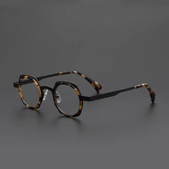 Nolan Acetate Alloy Glasses Frame Oval Frames Southood Black Leopard 