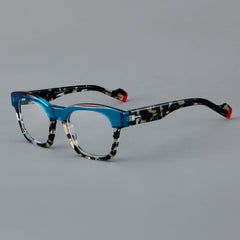 Nora Vintage Acetate Glasses Frame Rectangle Frames Southood Blue Leopard 