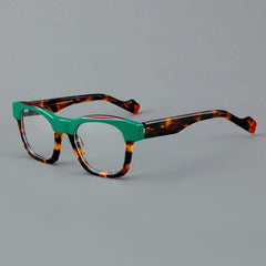 Nora Vintage Acetate Glasses Frame Rectangle Frames Southood Green Leopard 